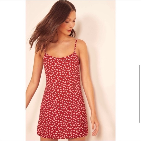 Reformation Lindsey Red Floral Dress Size 4 - Picture 4 of 8